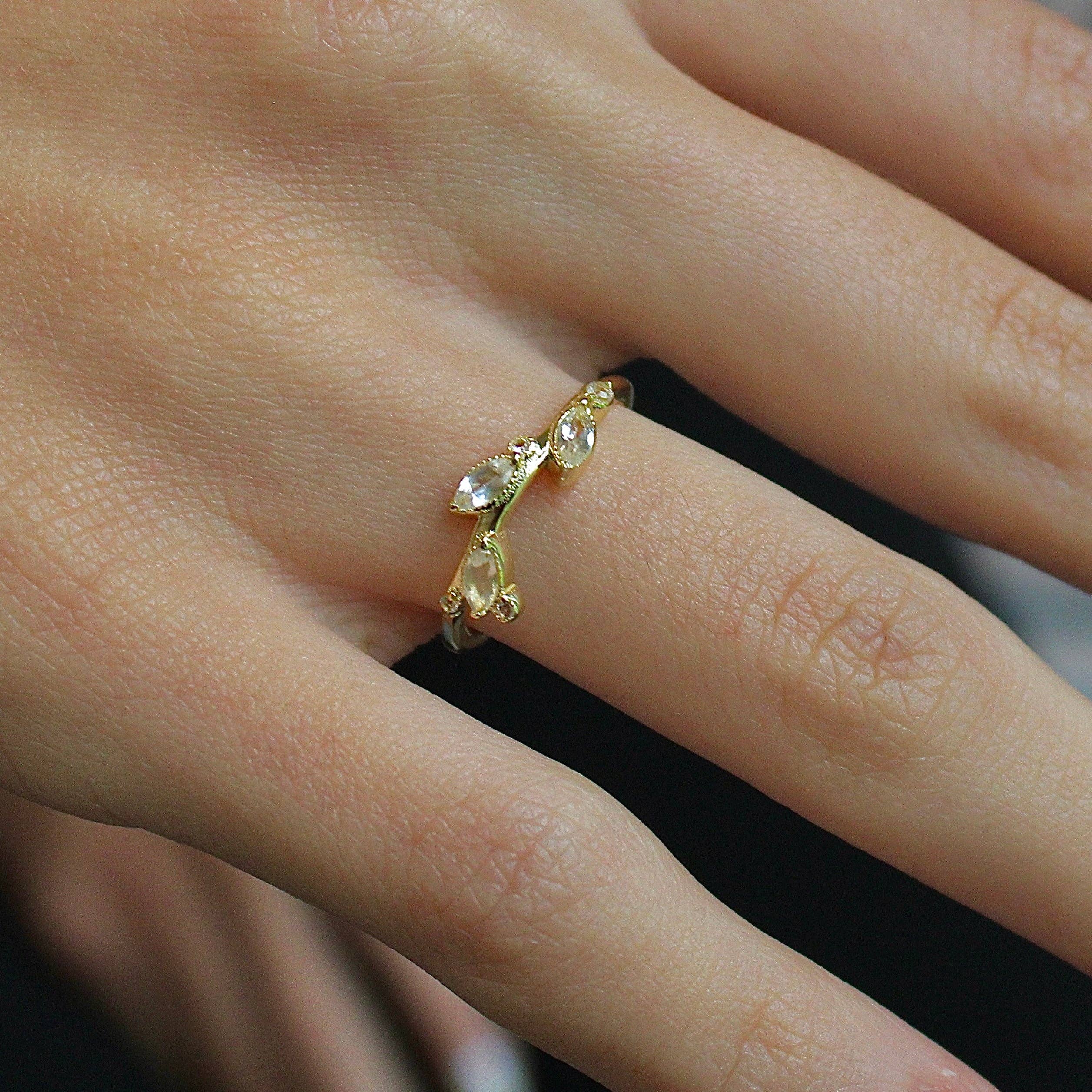 White Topaz Laurel Vine Ring