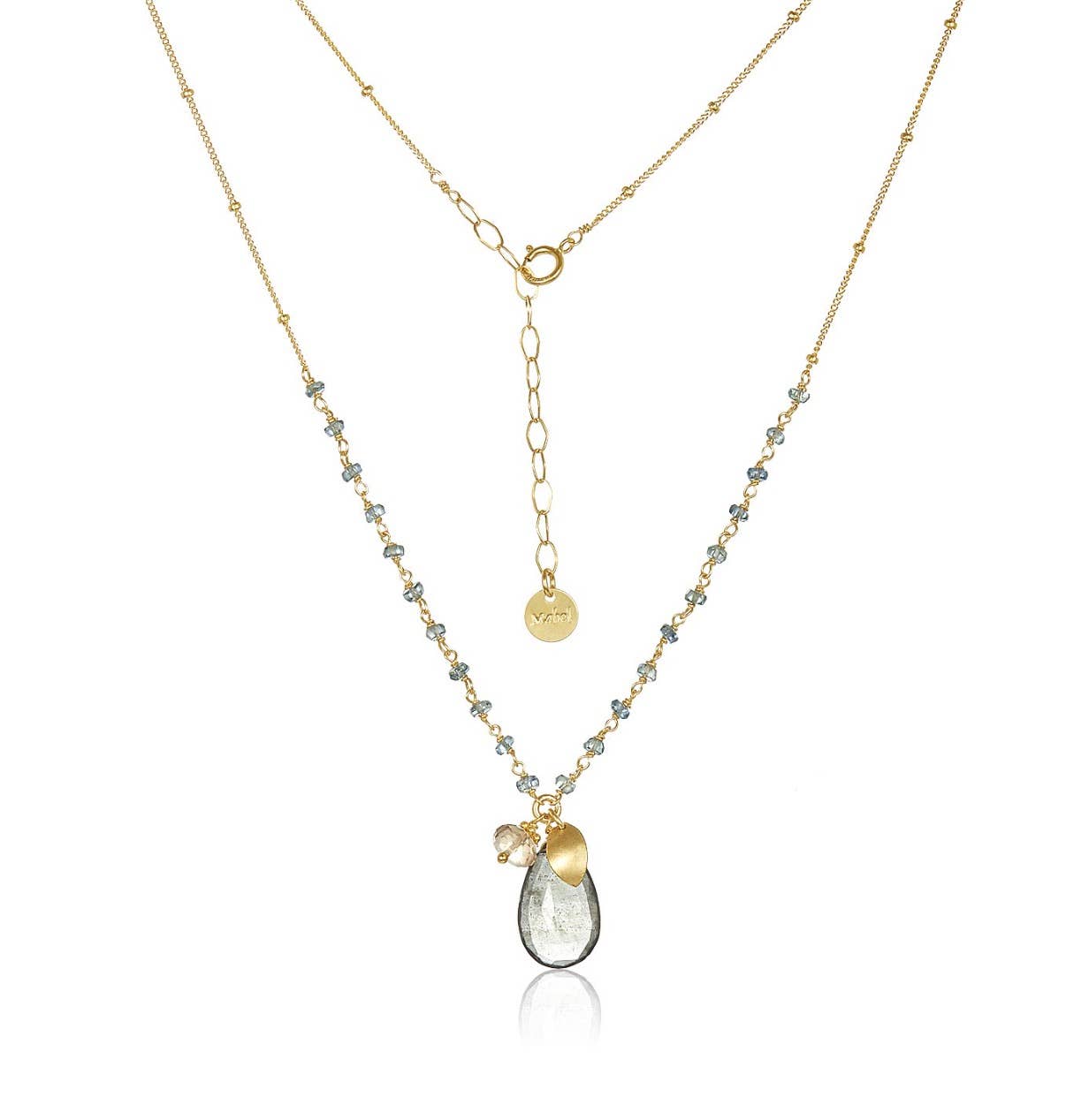 Sapphire with Moss Aqua Drop Necklace