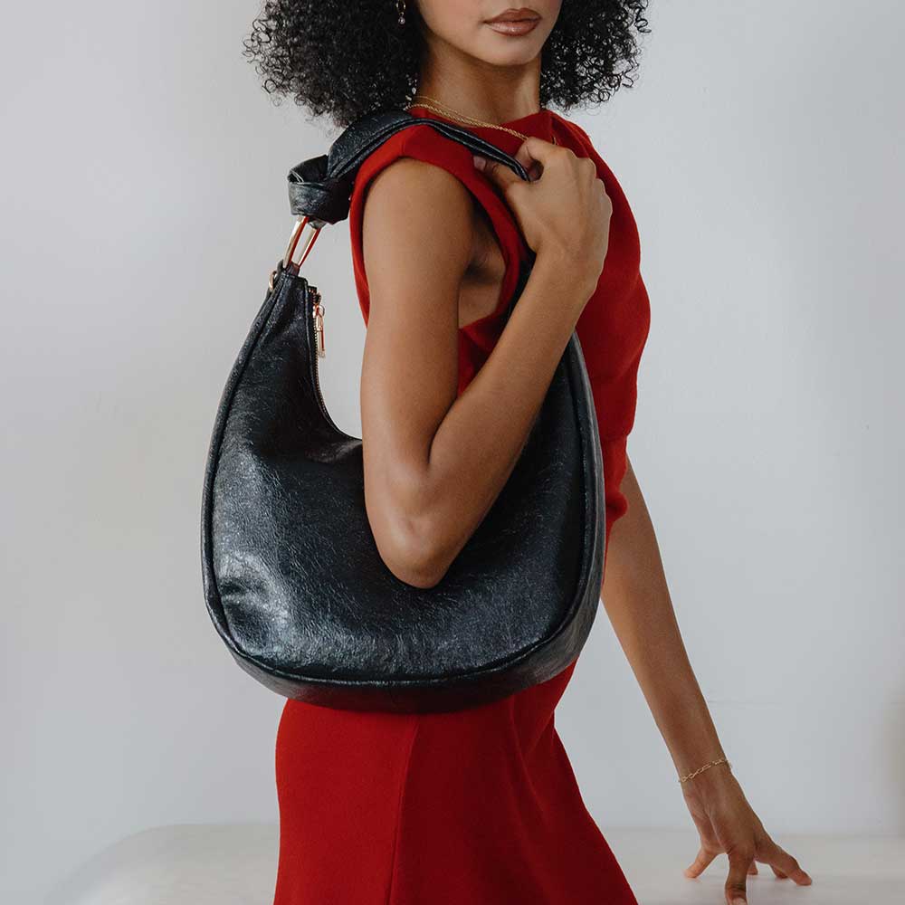 Lilie Black Recycled Vegan Shoulder Bag