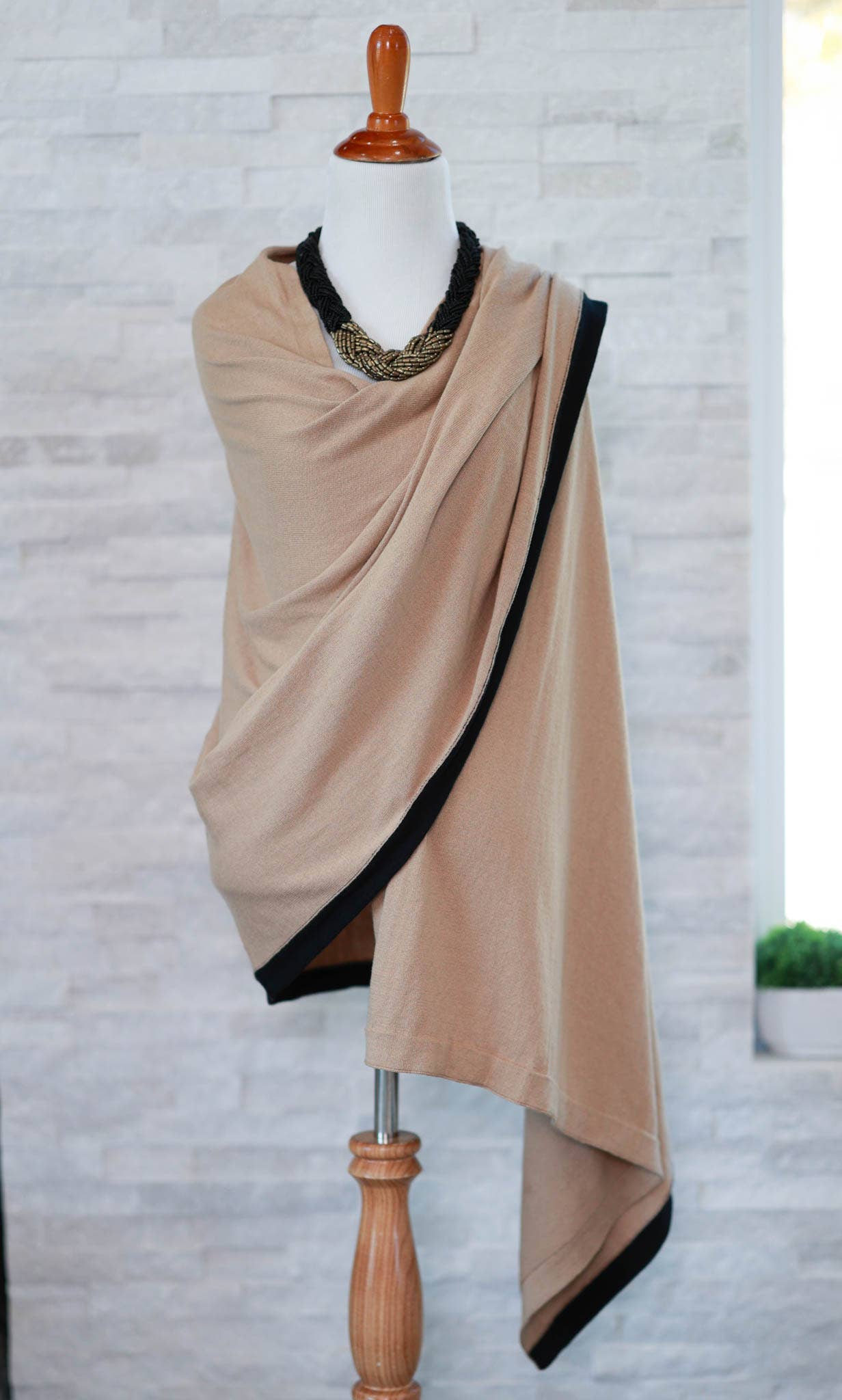 All Season Scarf in Cotton Knit -Tan