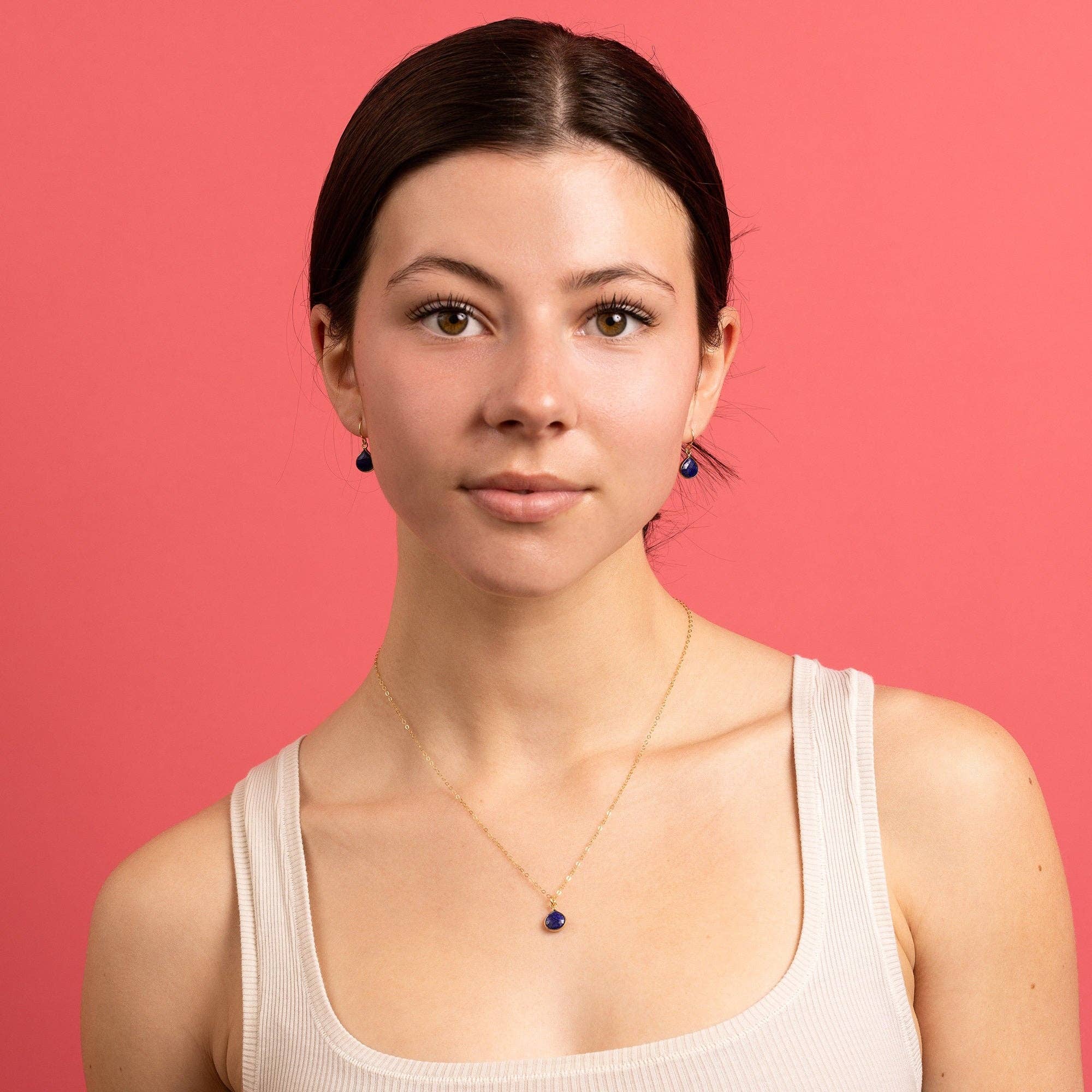 Lapis Lazuli Teardrop Gemstone Gold Necklace