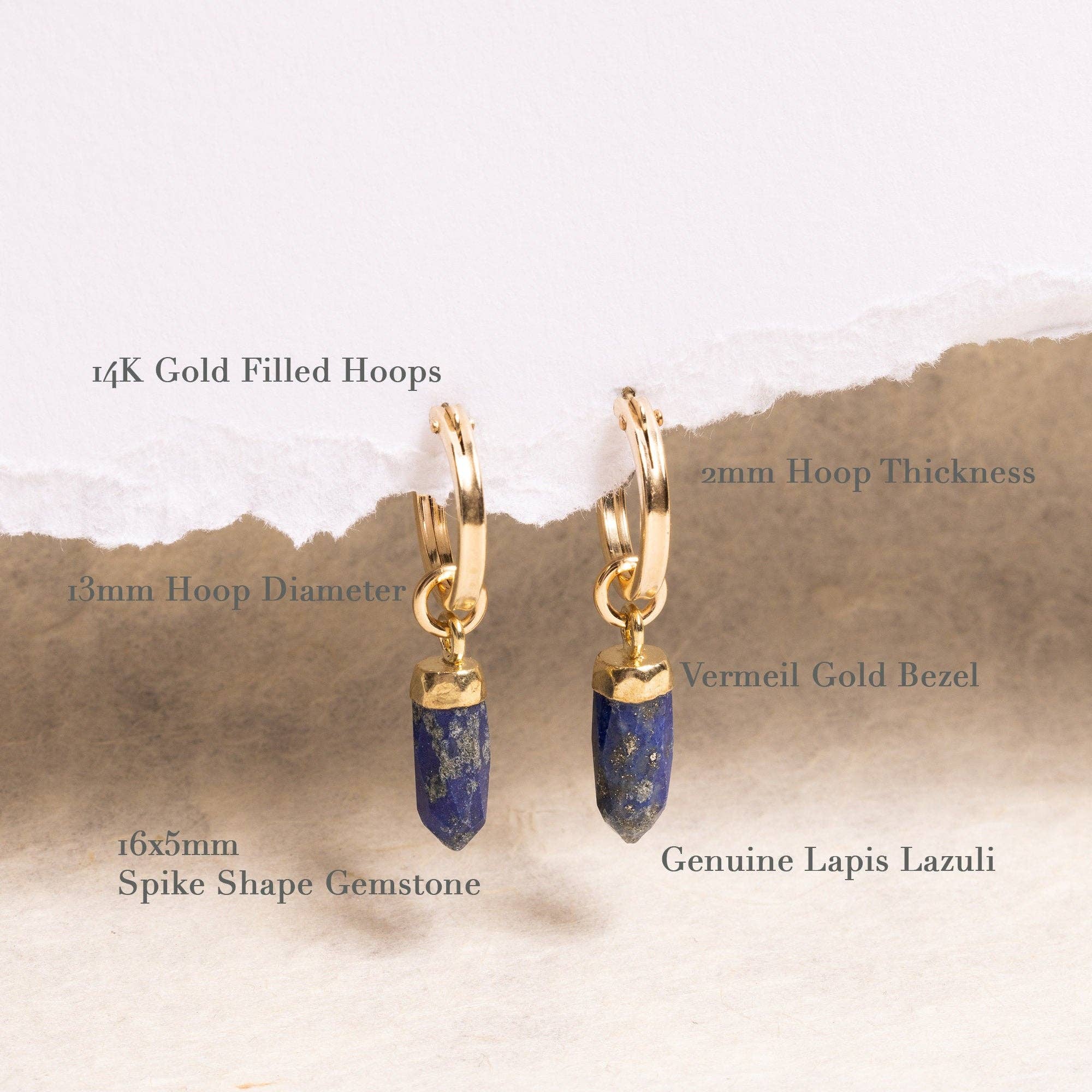 Lapis Lazuli Gold Spike Earrings