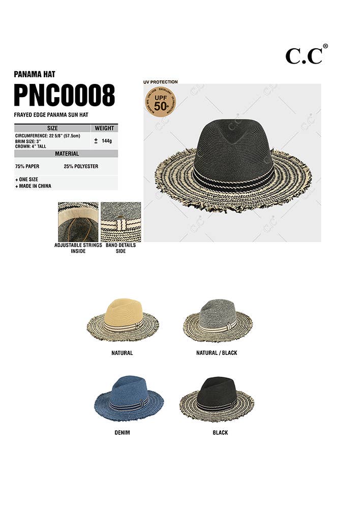 C.C Frayed Edge Panama Sun Hat