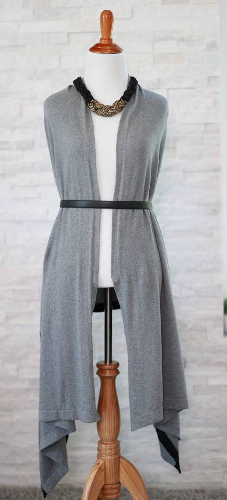 All Season Scarf in Cotton Knit -Dark Gray