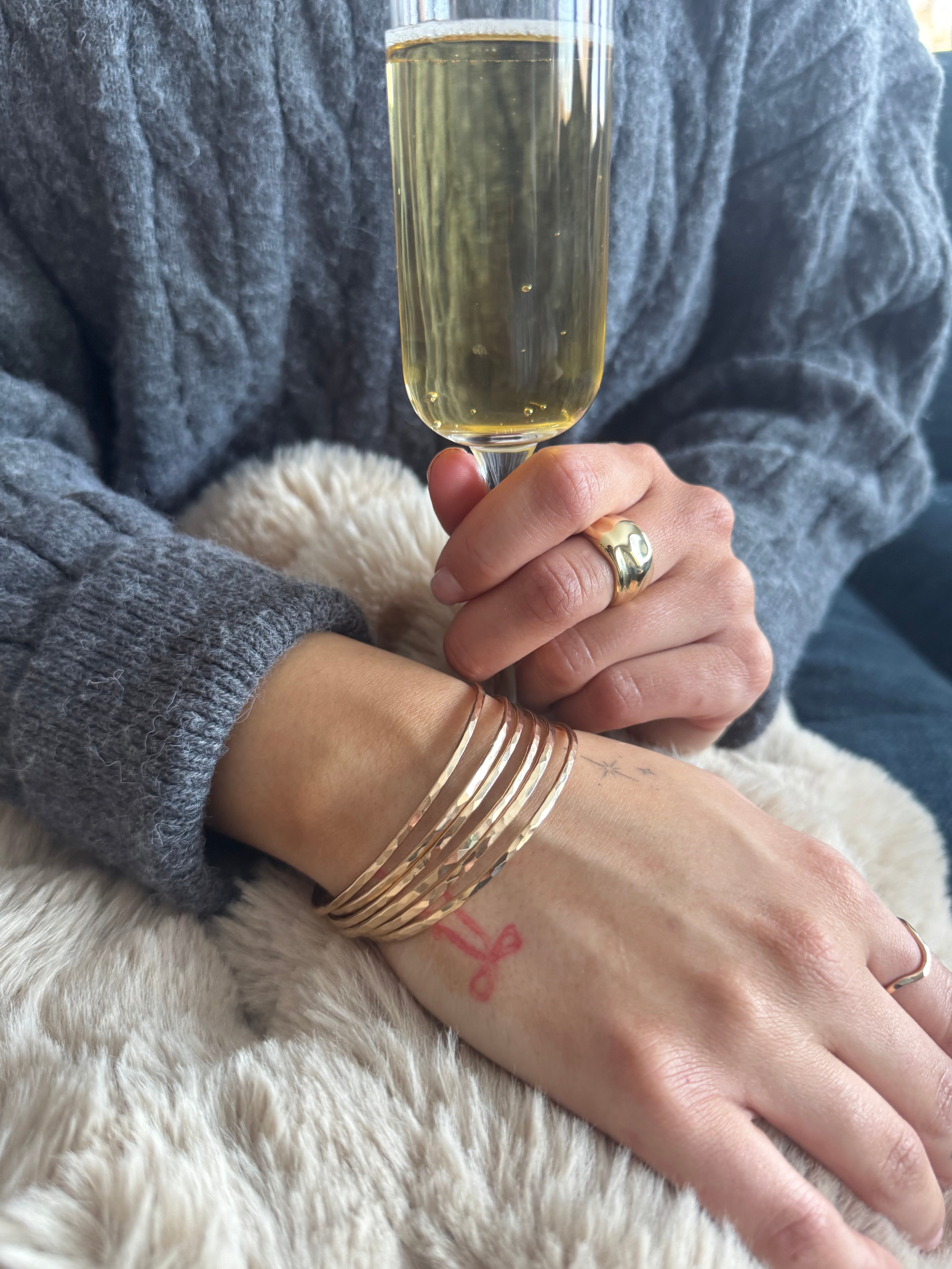 Hammered Bangle in 14k Gold Fill