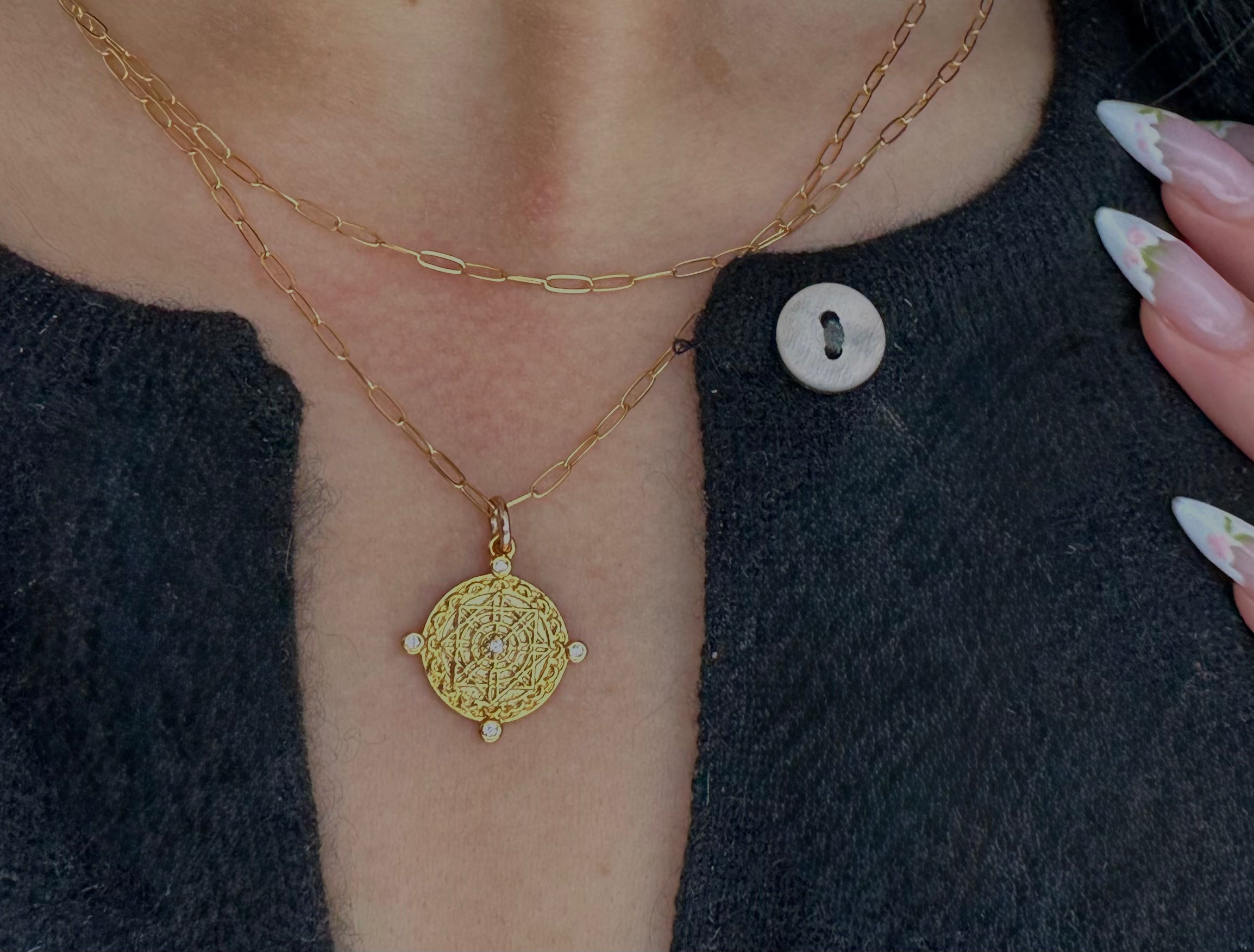 Compass Charm Layered Necklace