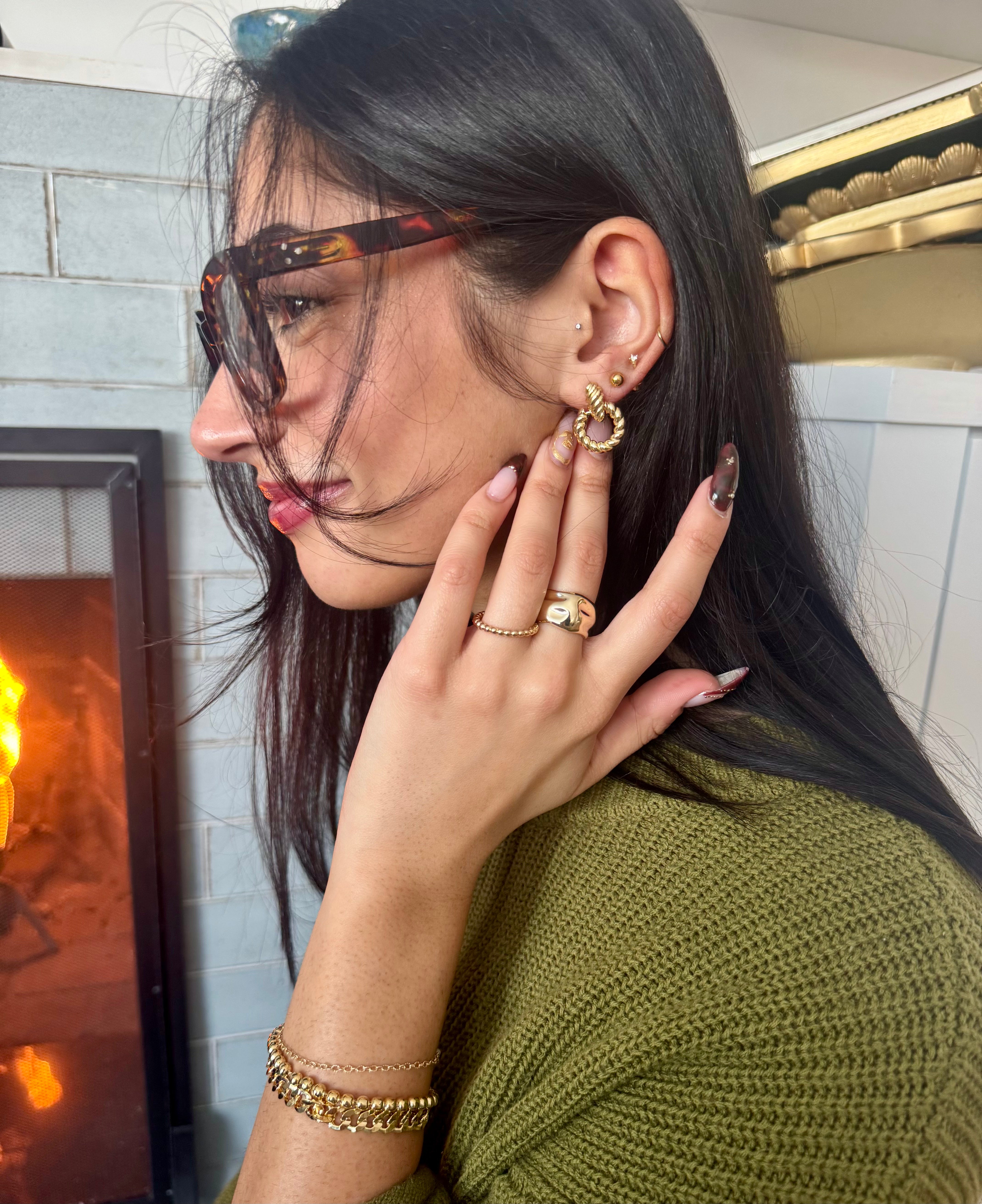 18k Gold Filled Croissant Drop Earrings