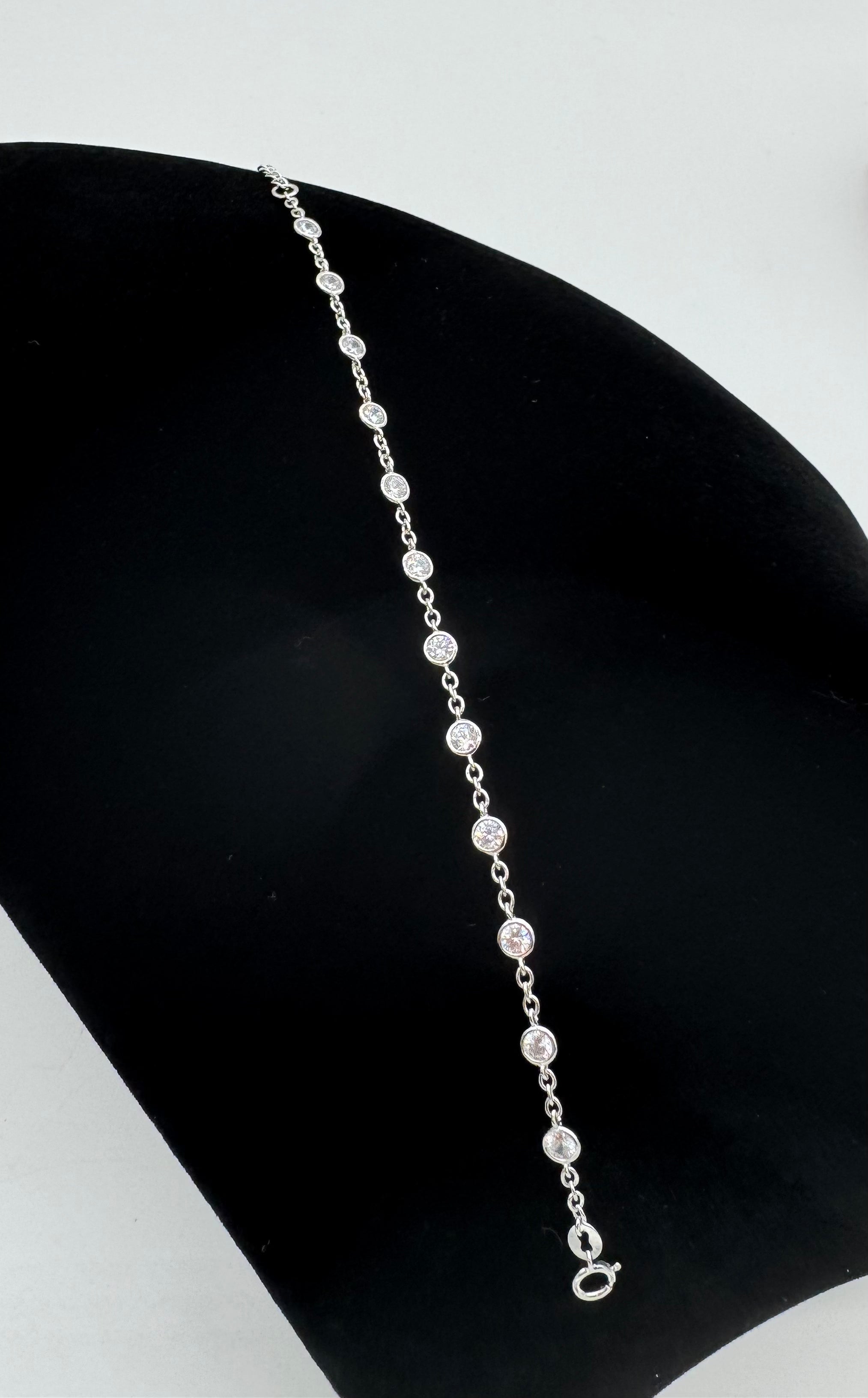 Sterling Silver Bezel Set CZ Bracelet
