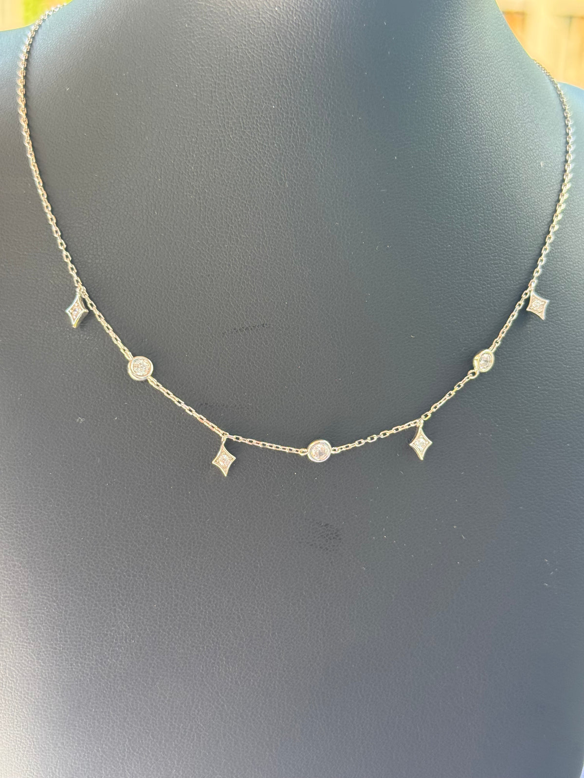 Sterling Silver Necklace with CZ Accents
