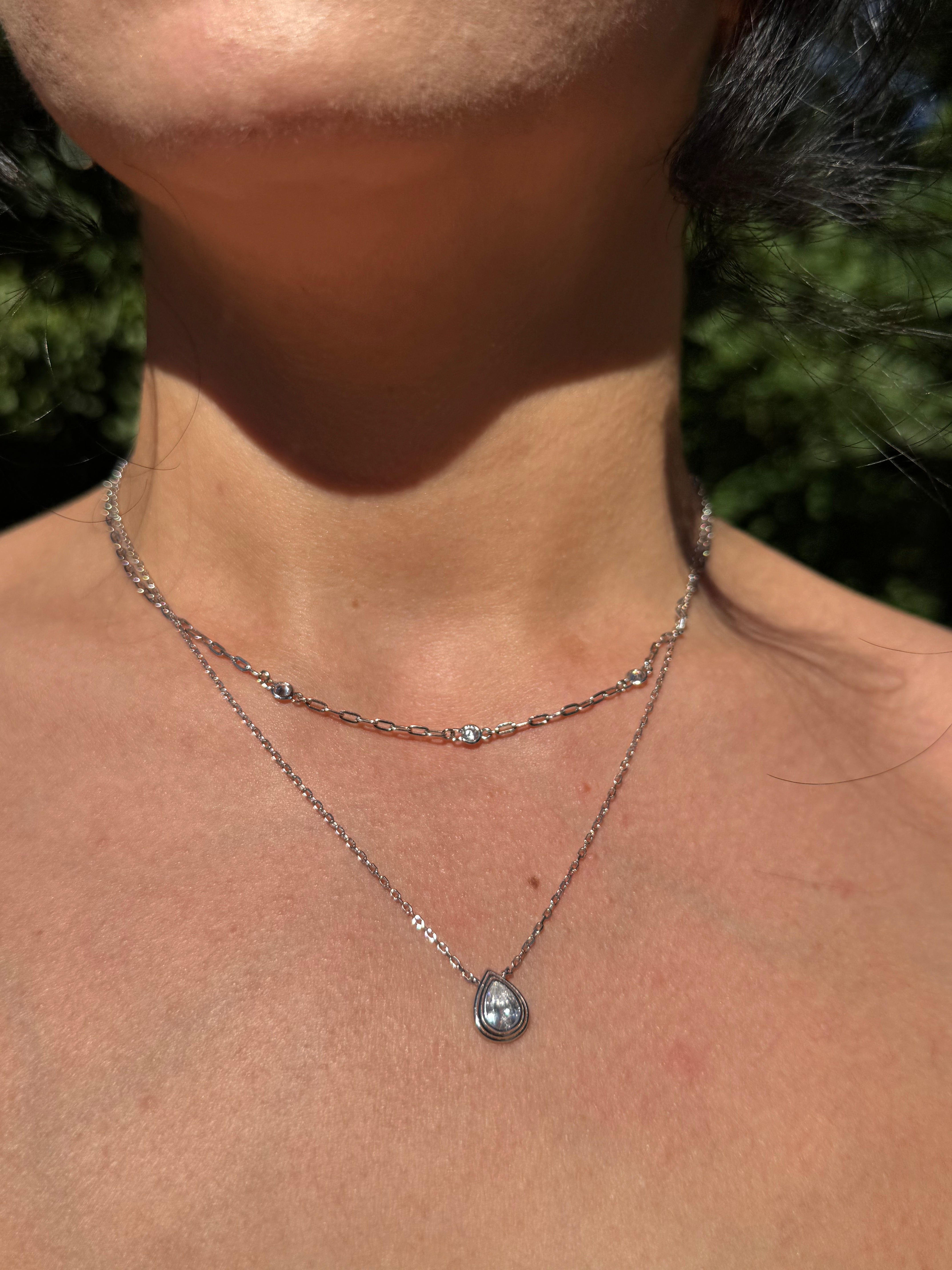 Sterling Silver 3 Stone CZ Necklace