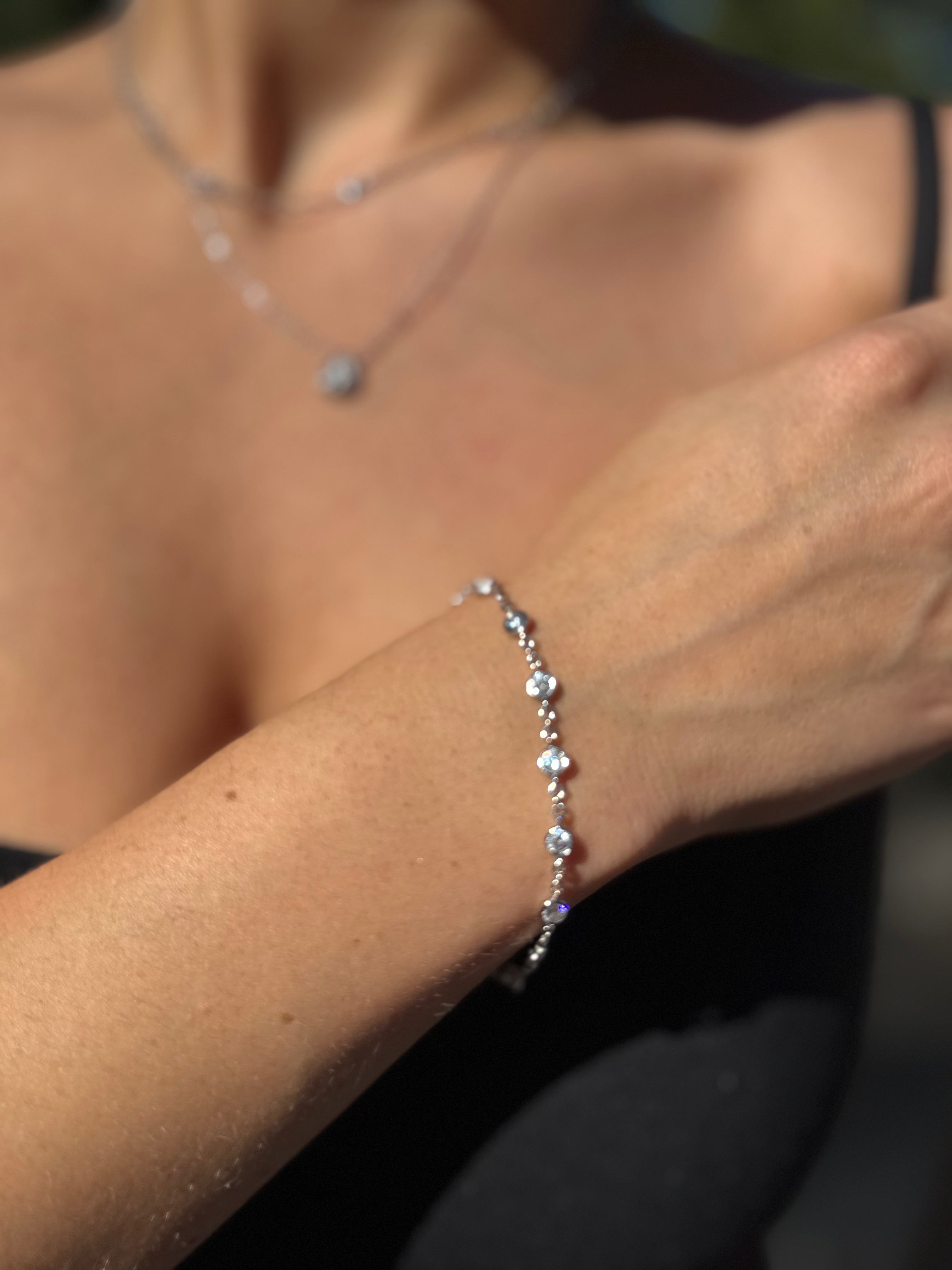 Sterling Silver Bezel Set CZ Bracelet