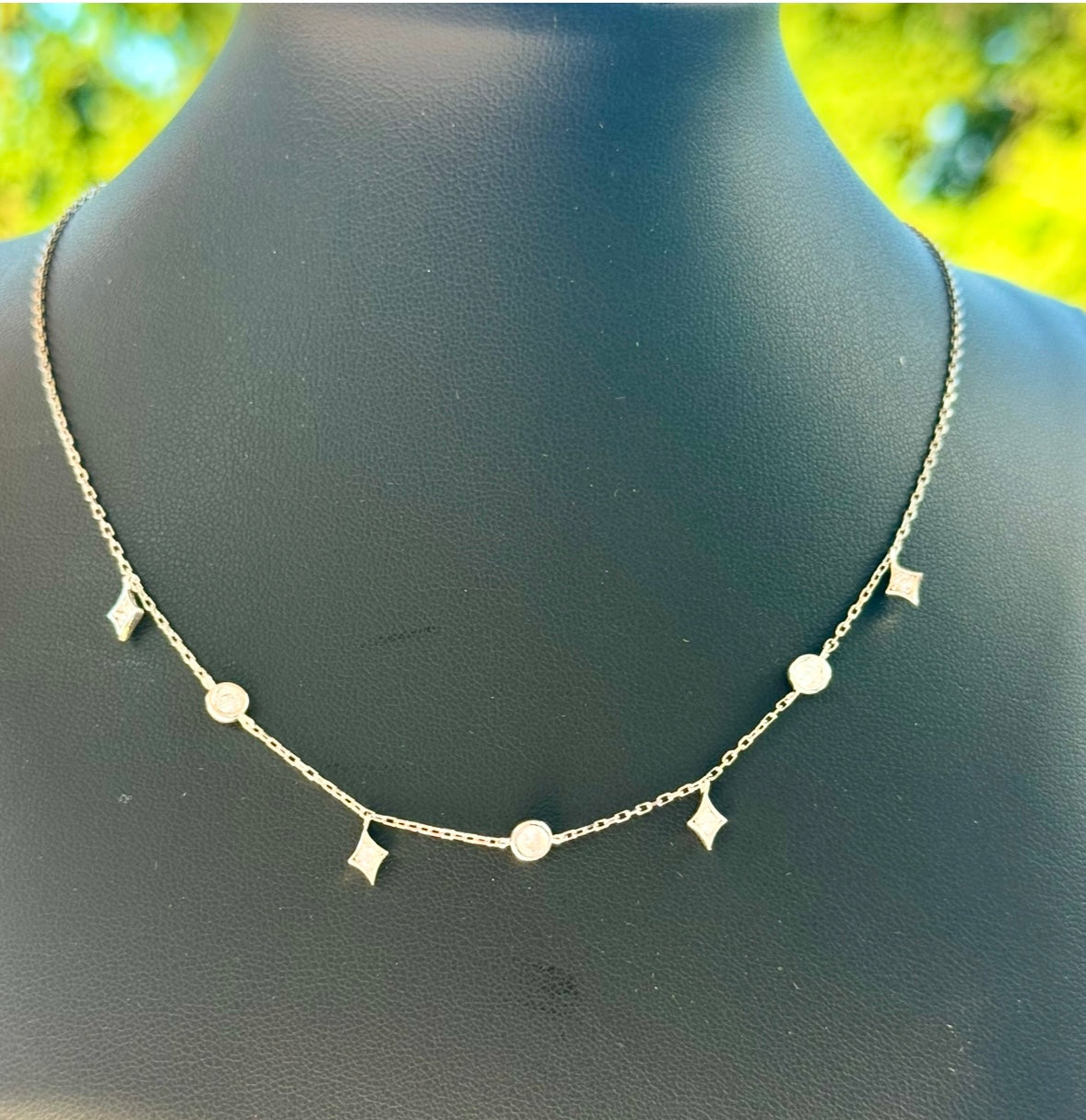 Sterling Silver Necklace with CZ Accents