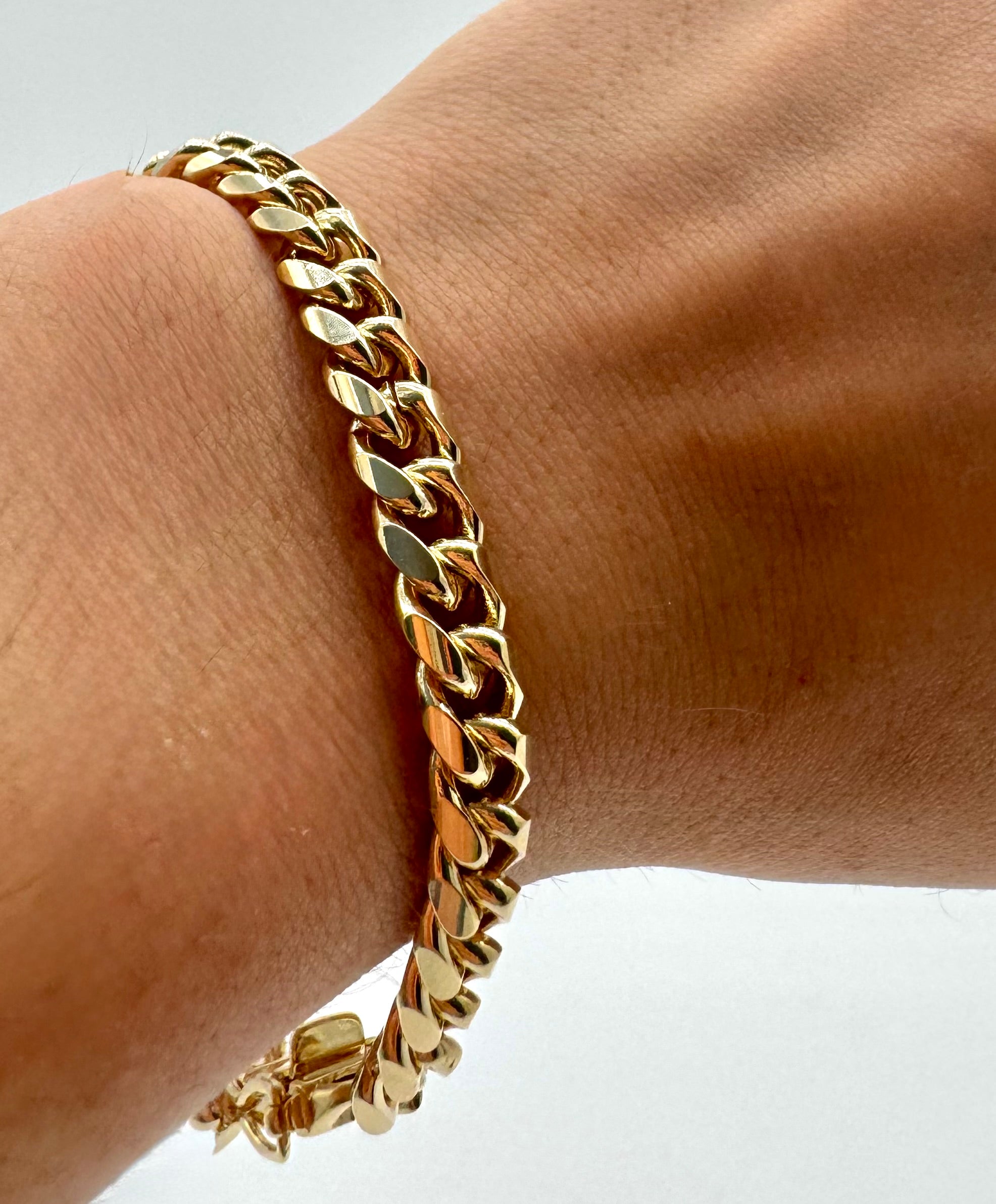 18k Gold Filled Chunky Cuban Bracelet Featuring Box Lock Clasp