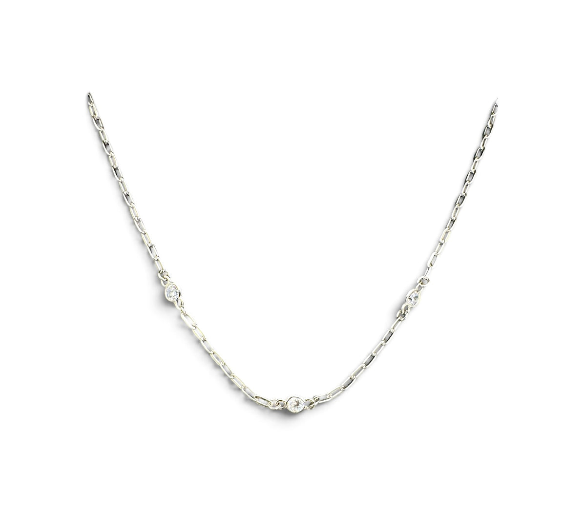 Sterling Silver 3 Stone CZ Necklace