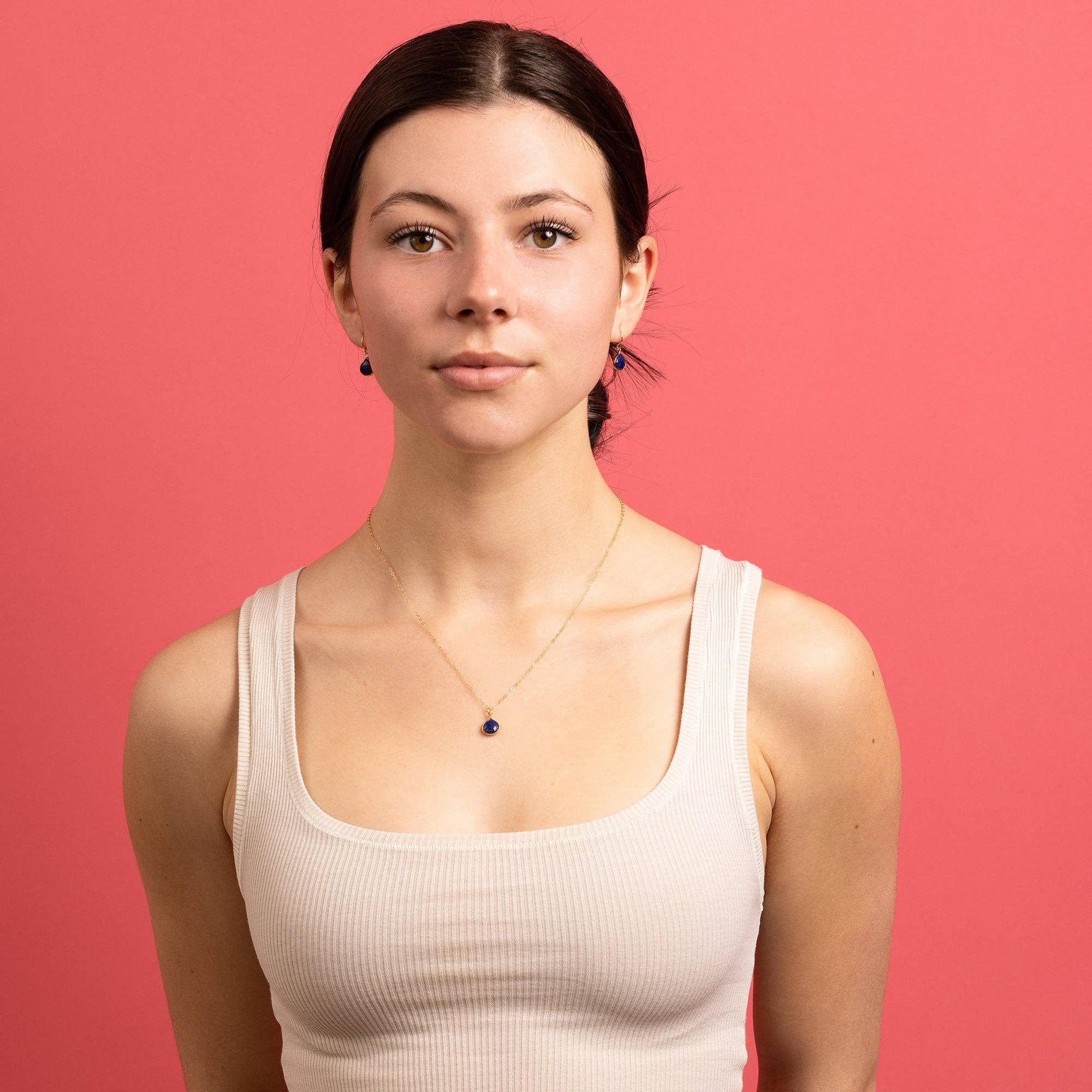 Lapis Lazuli Teardrop Gemstone Gold Necklace