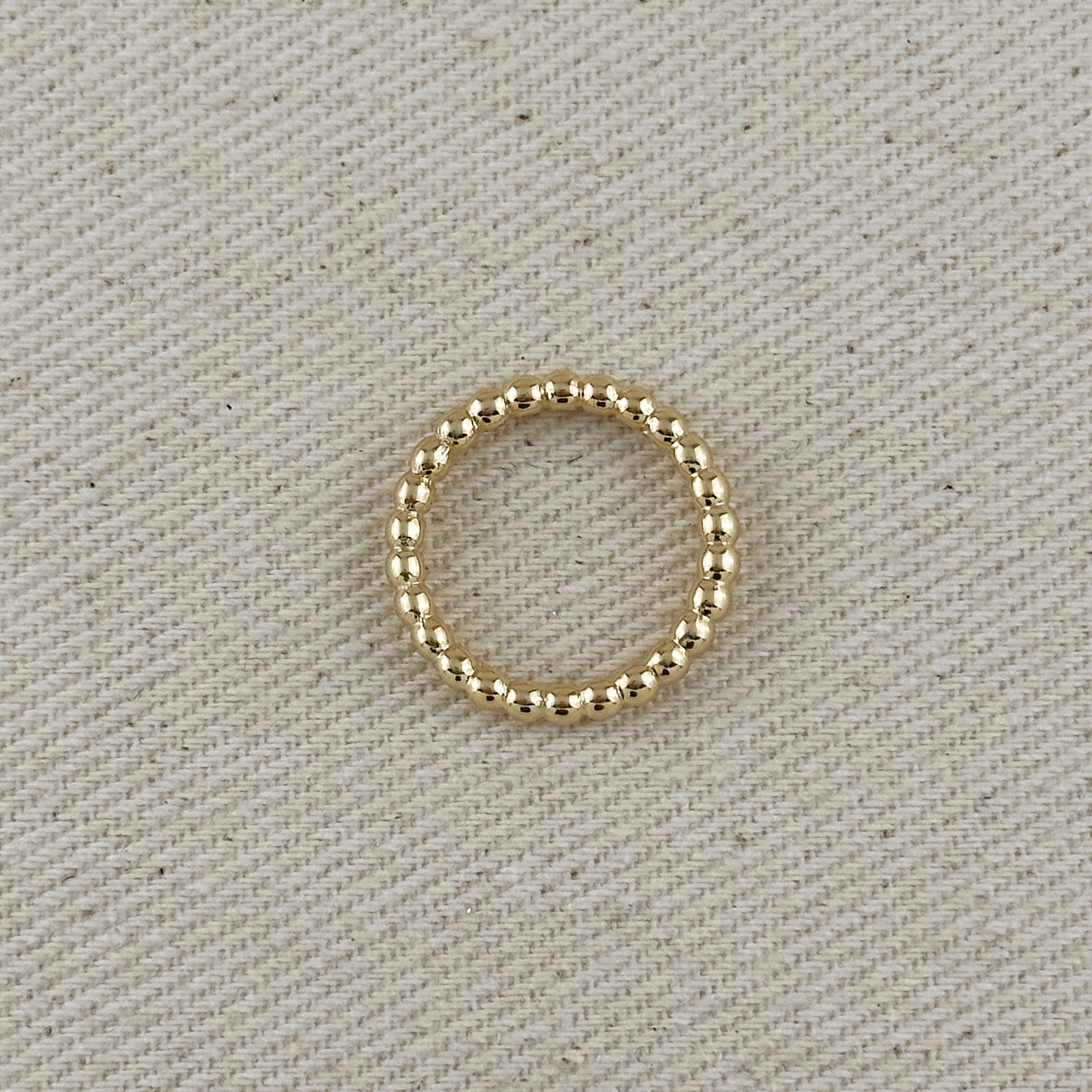 18k Gold Filled 2mm Beaded Band Ring