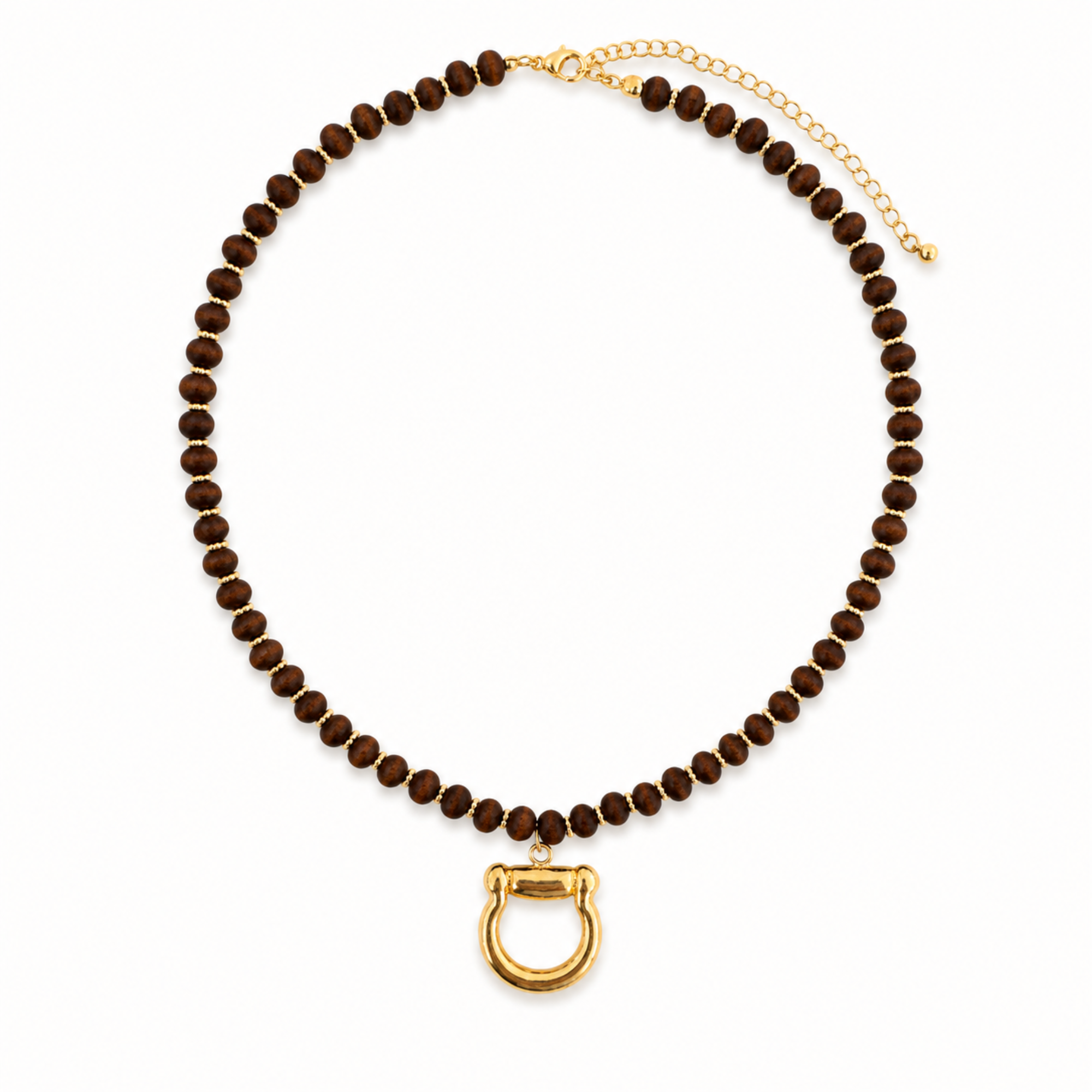 Horse Bit Wood Beaded Necklace