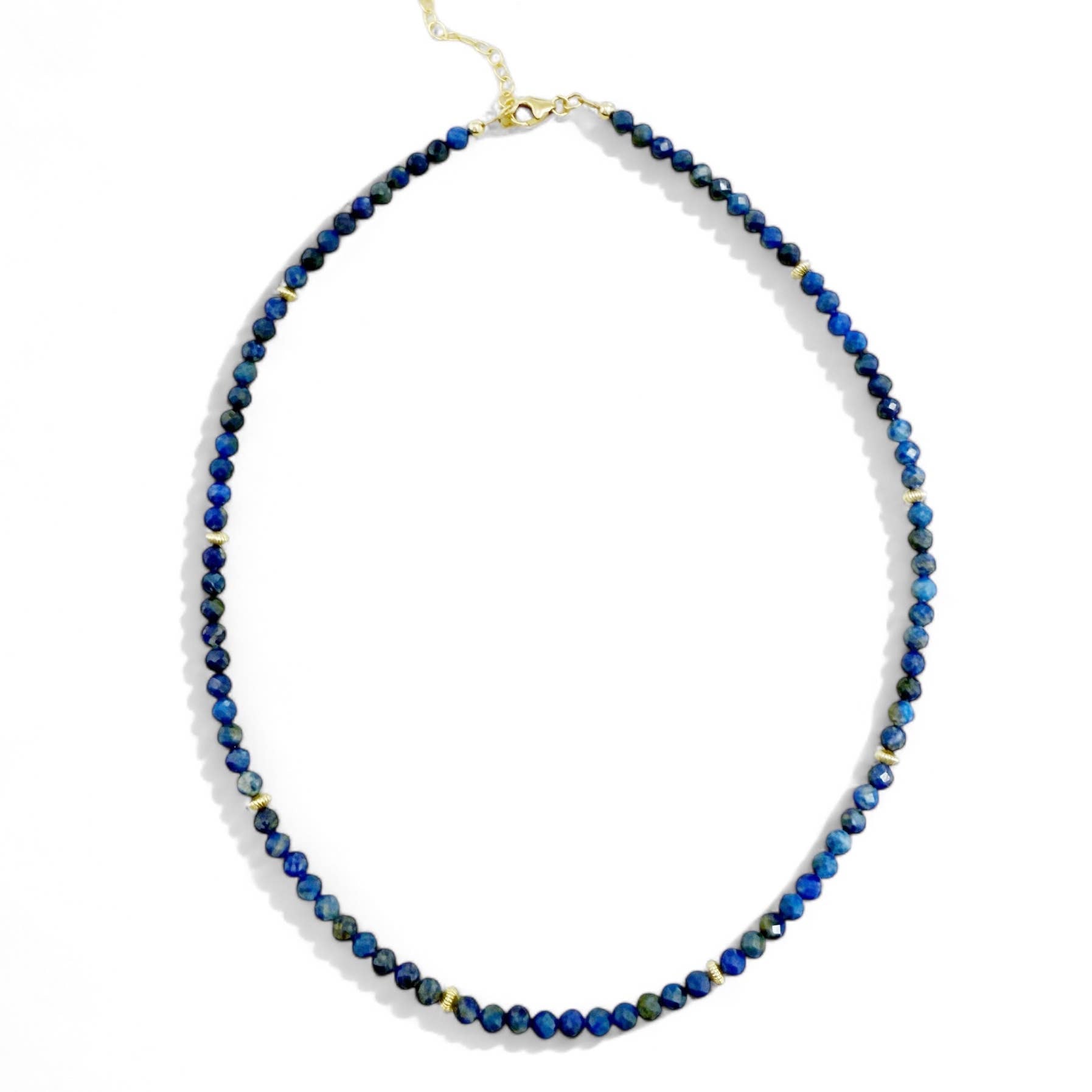Rhodes Lapis Lazuli Gemstone Beaded Necklace Gold Filled