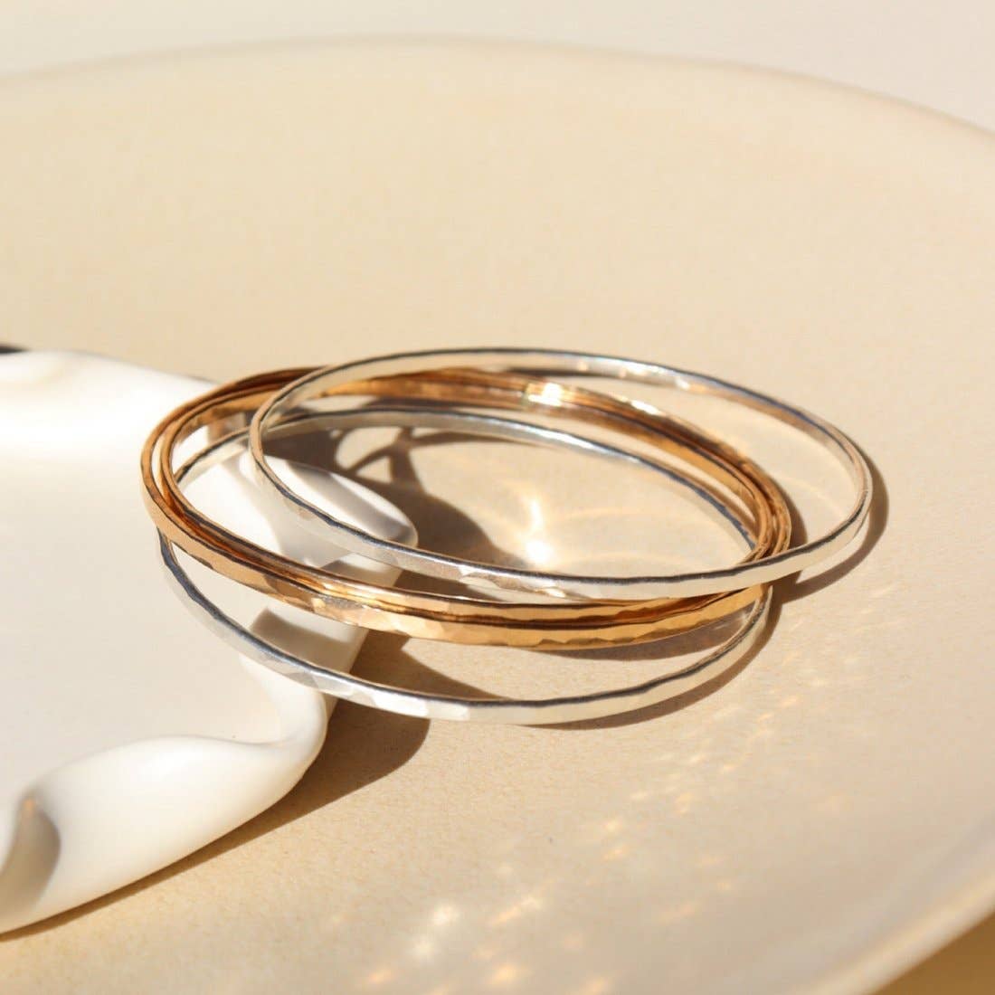 Hammered Bangle in 14k Gold Fill