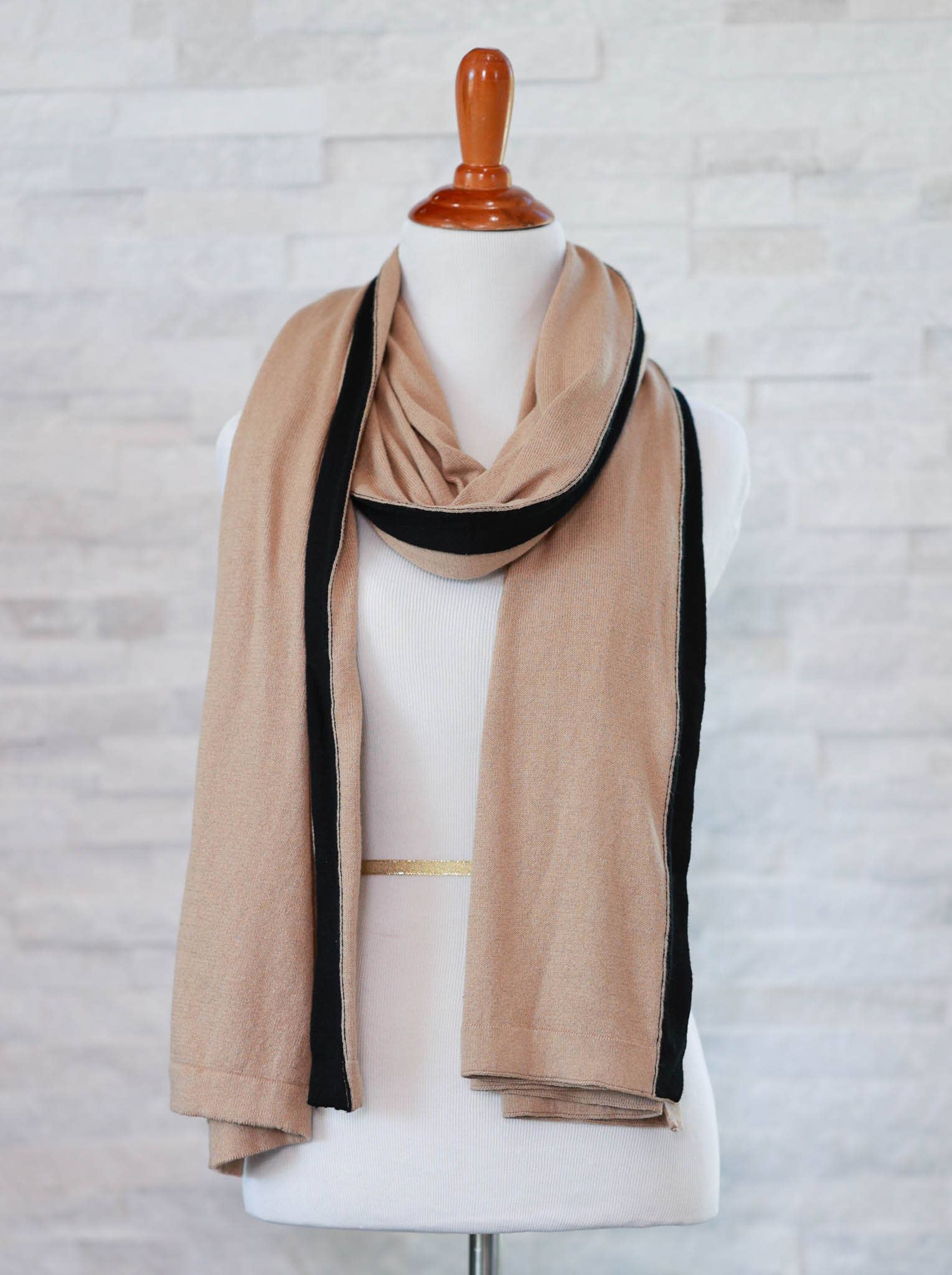 All Season Scarf in Cotton Knit -Tan