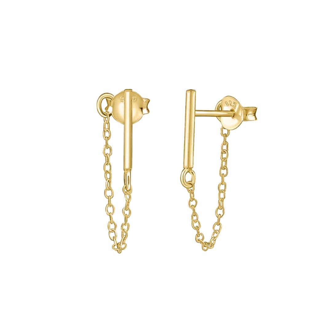 Mini Bar & Chain Stud Earrings