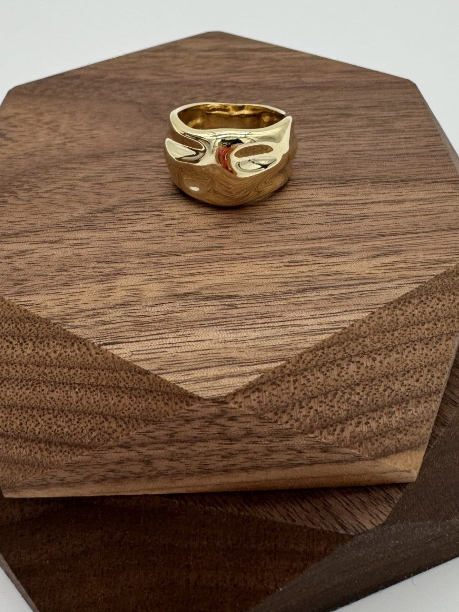 18k Gold Filled Wavy Wide Band Ring